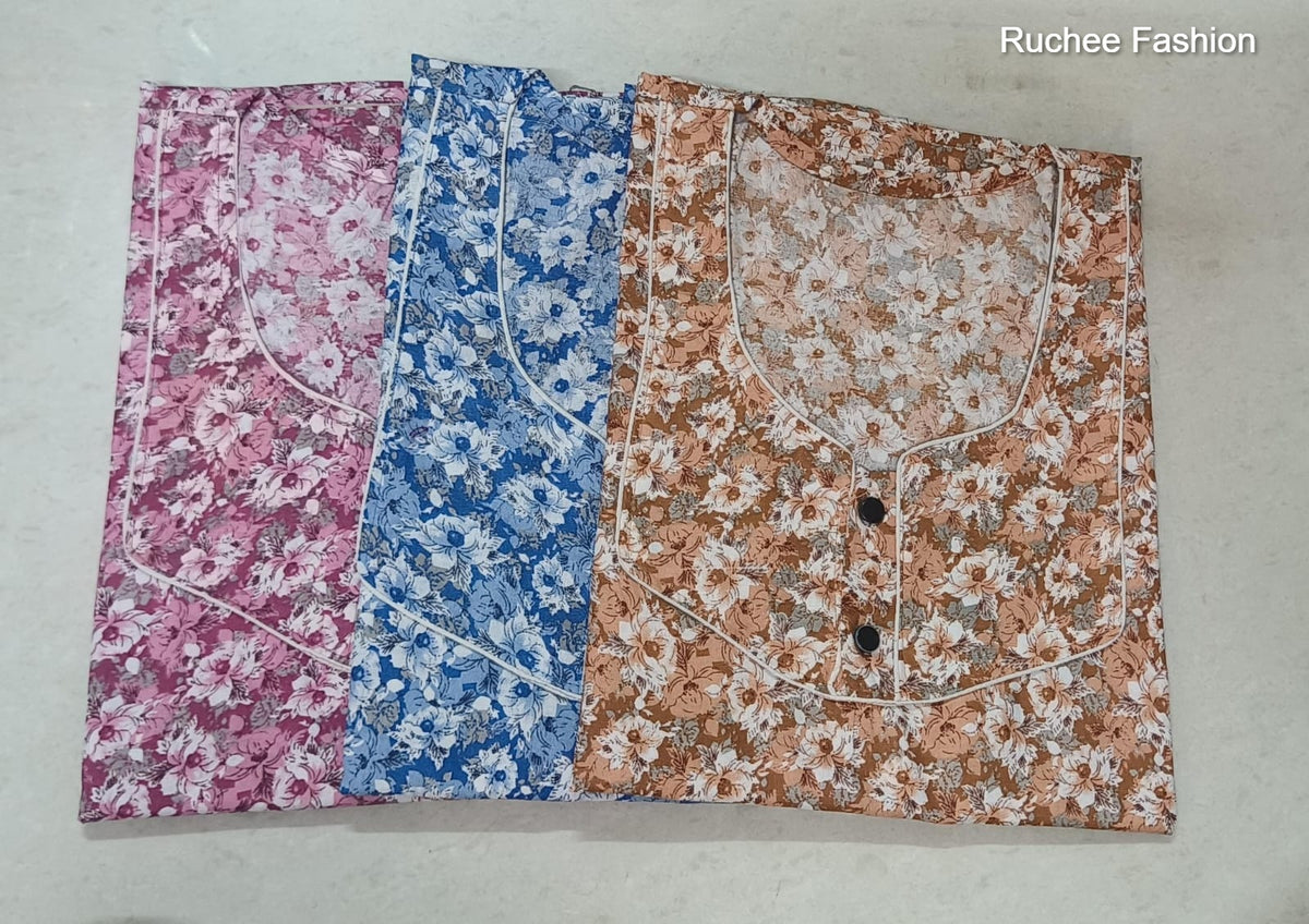 A-Line 0310 Ruchee Fashion Cotton Night Gowns Exporter India