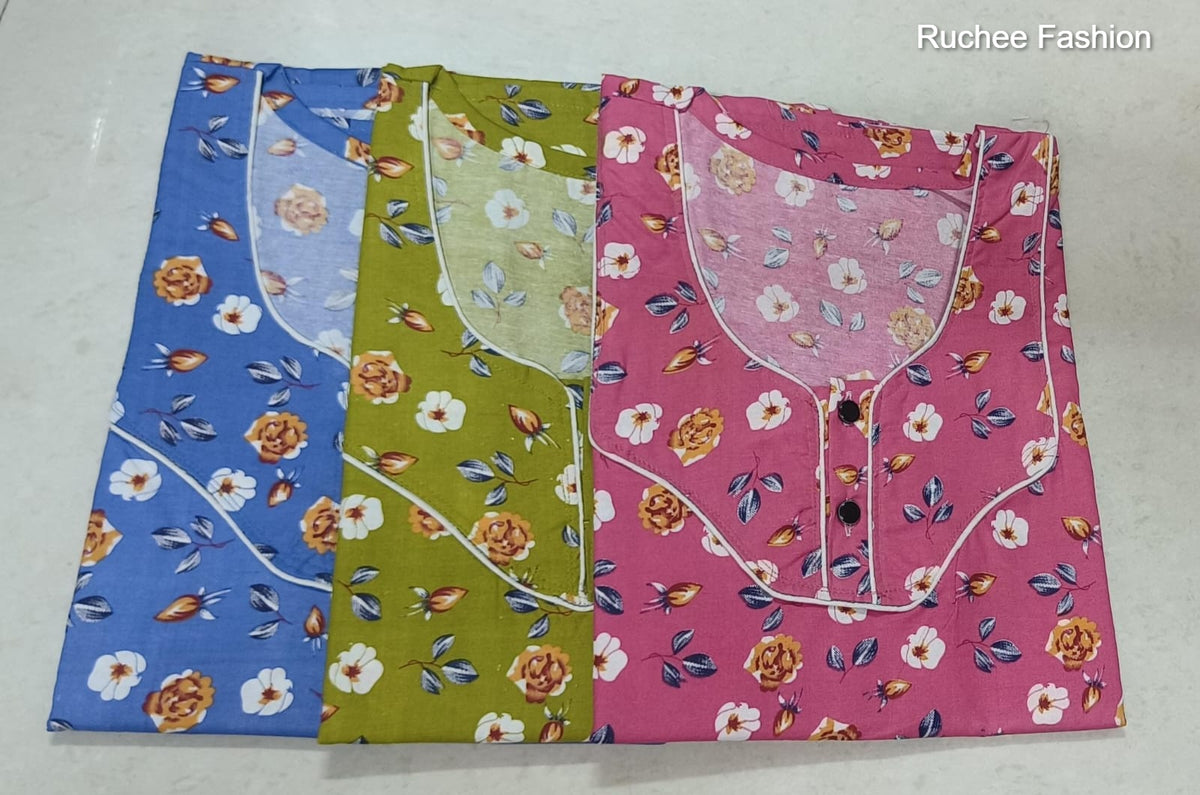 A-Line 0310 Ruchee Fashion Cotton Night Gowns Exporter India