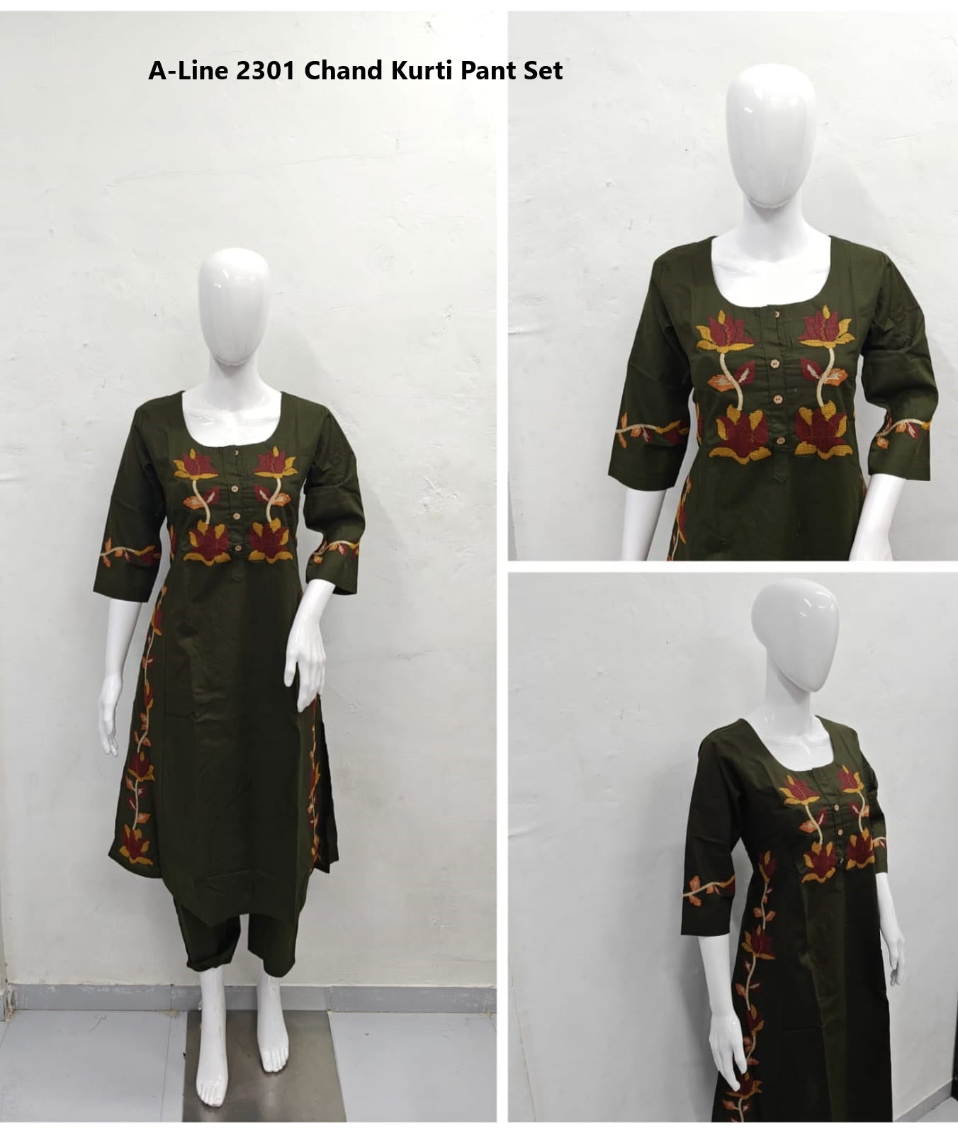 A Line 2301 Chand Cotton Kurti Pant Set Wholesaler Gujarat