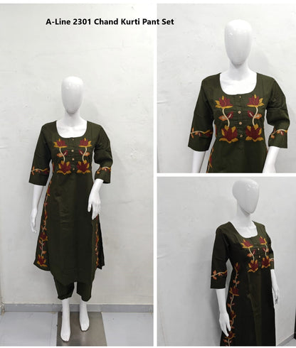 A Line 2301 Chand Cotton Kurti Pant Set Wholesaler Gujarat