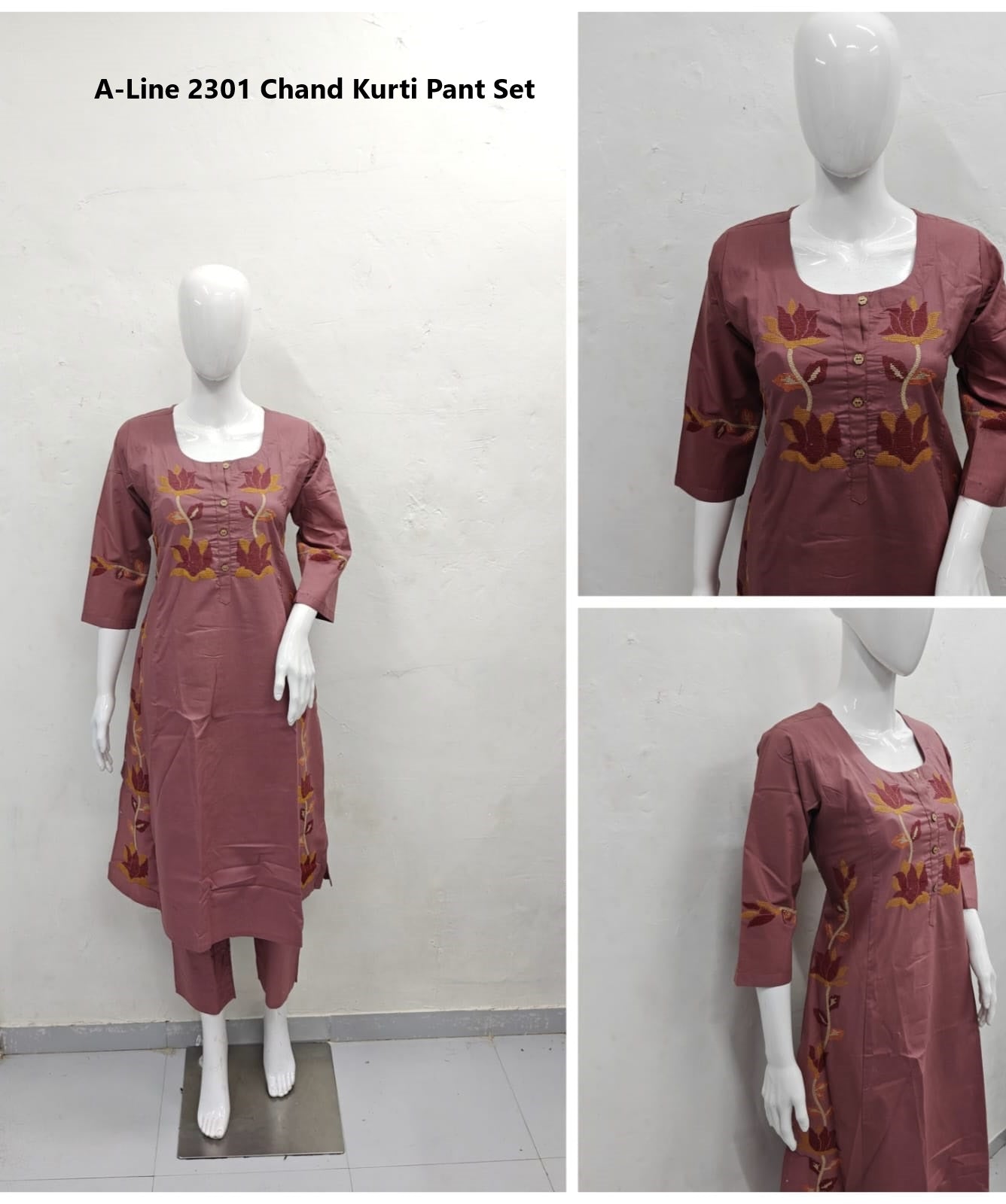A Line 2301 Chand Cotton Kurti Pant Set Wholesaler Gujarat