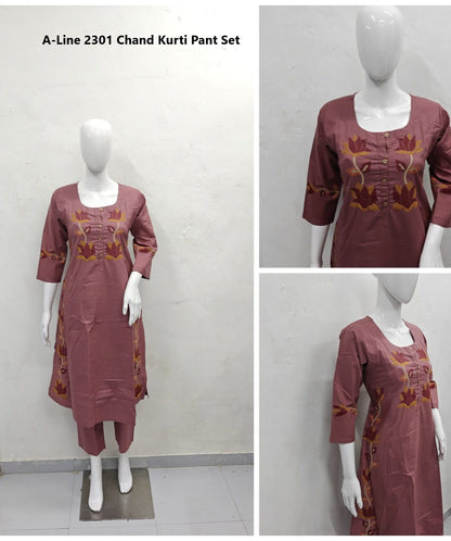 A Line 2301 Chand Cotton Kurti Pant Set Wholesaler Gujarat