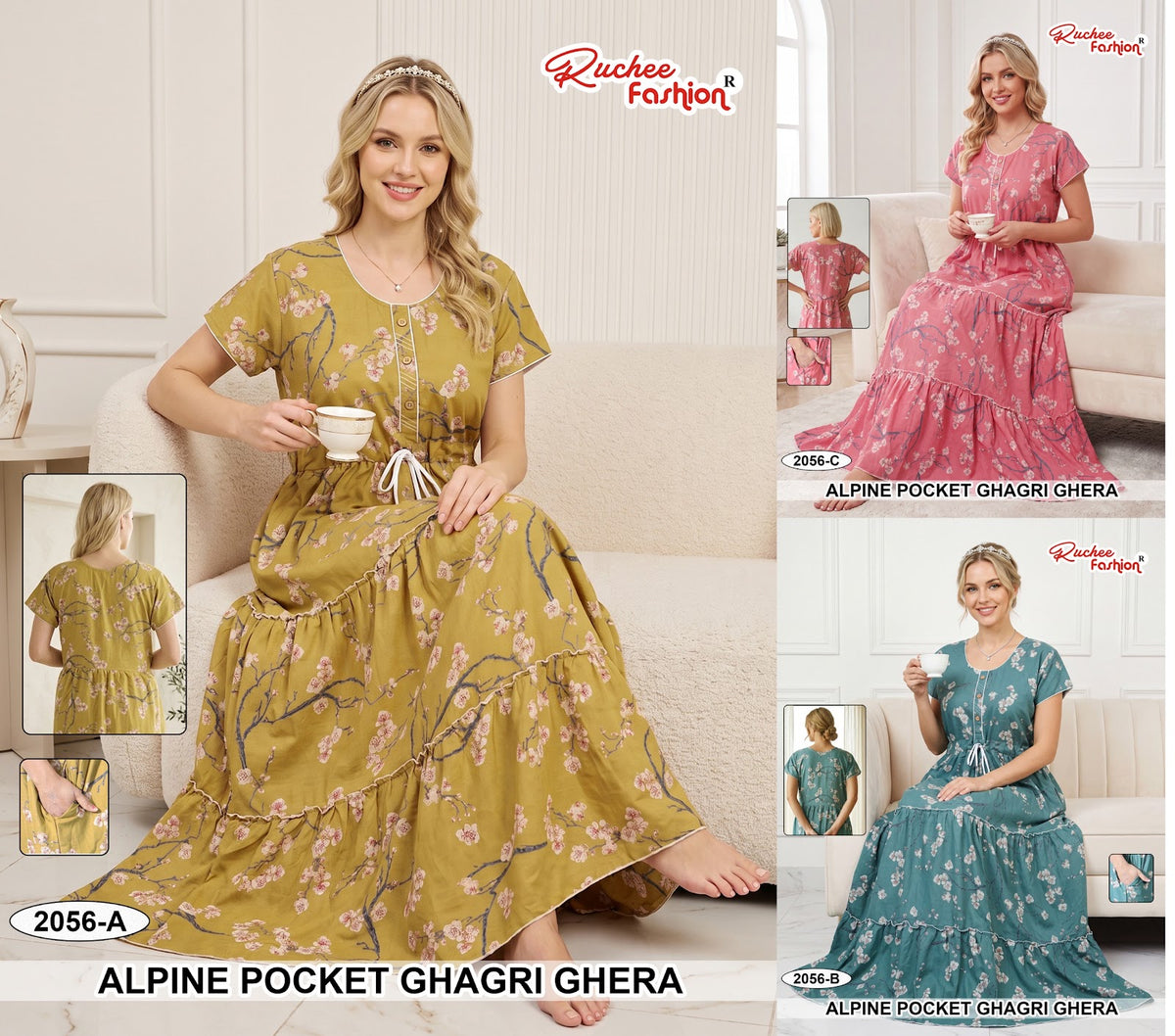 A-Line Ghagri 2909 Ruchee Fashion Alpine Night Gowns Wholesaler