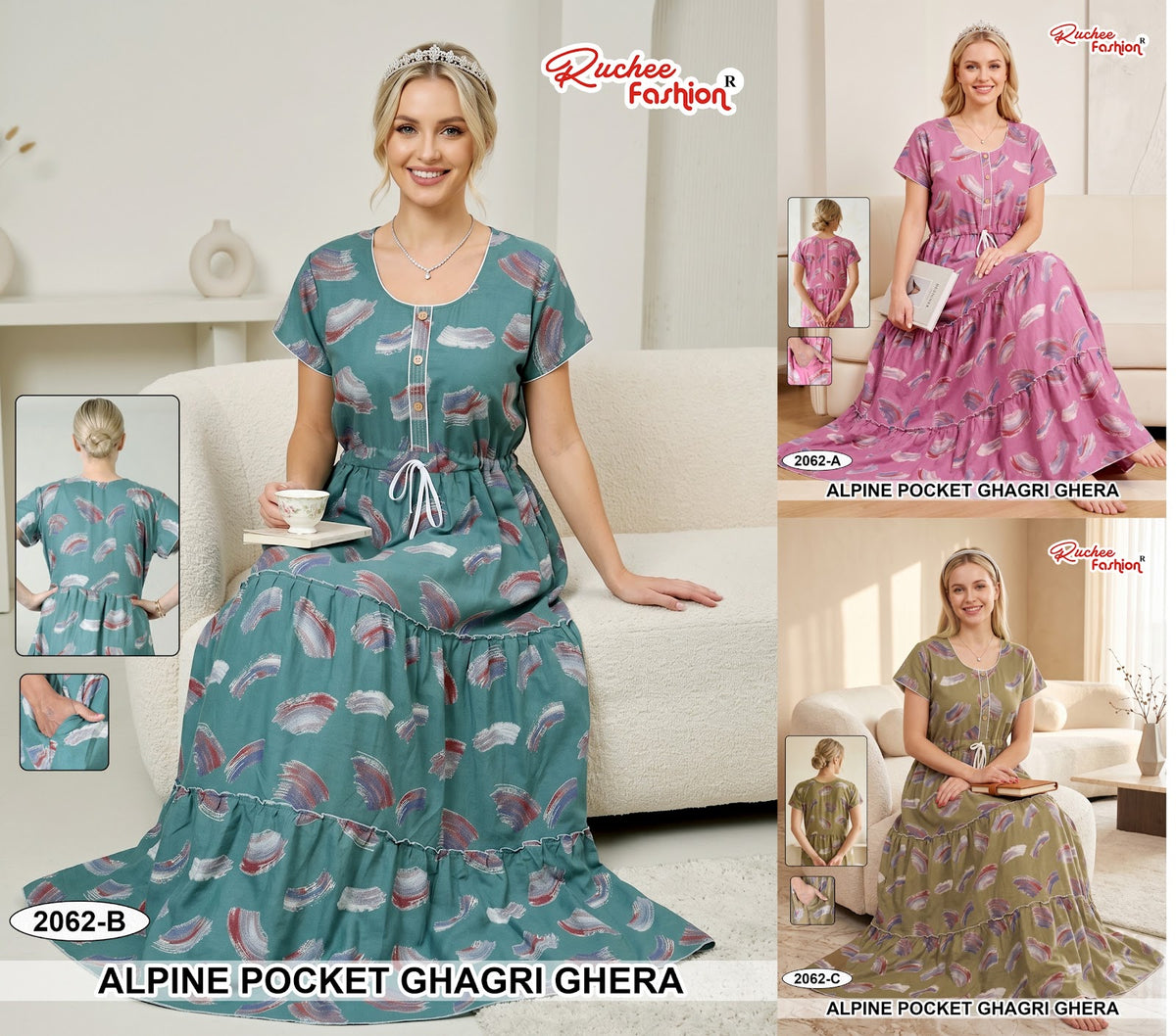 A-Line Ghagri 2909 Ruchee Fashion Alpine Night Gowns Wholesaler