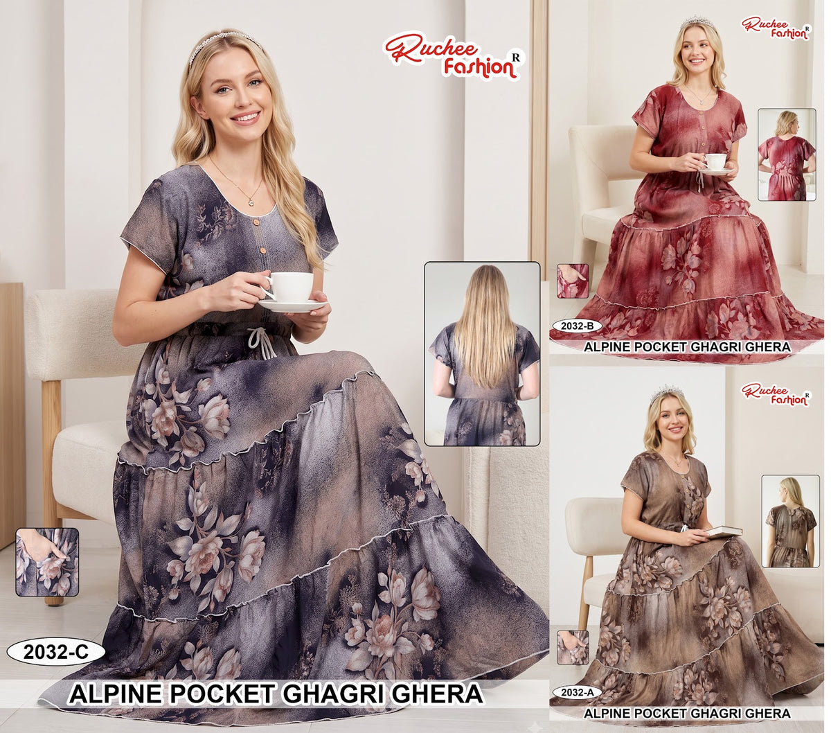 A-Line Ghagri 2909 Ruchee Fashion Alpine Night Gowns Wholesaler