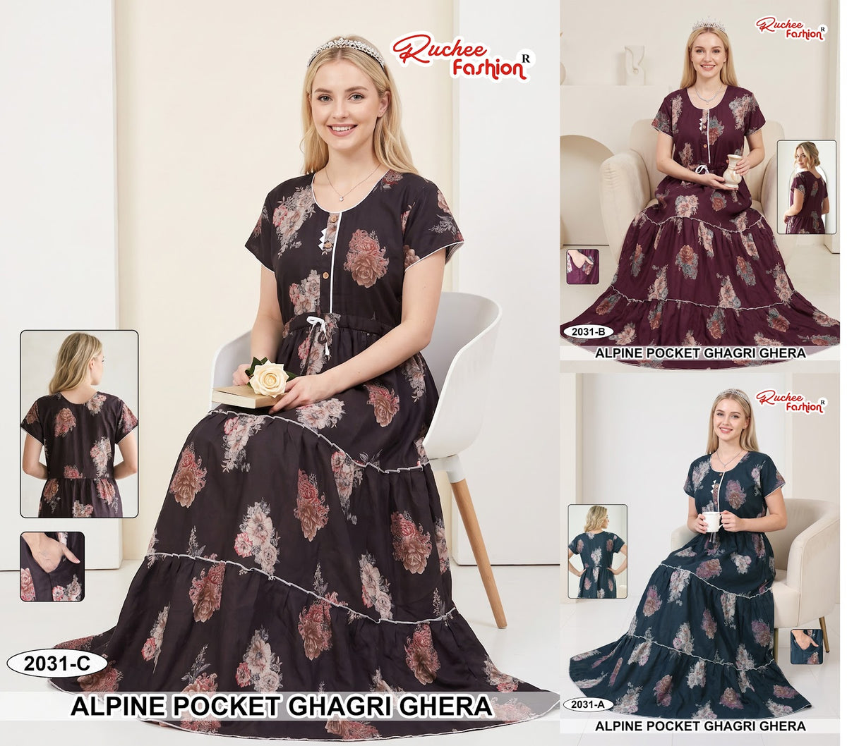 A-Line Ghagri 2909 Ruchee Fashion Alpine Night Gowns Wholesaler