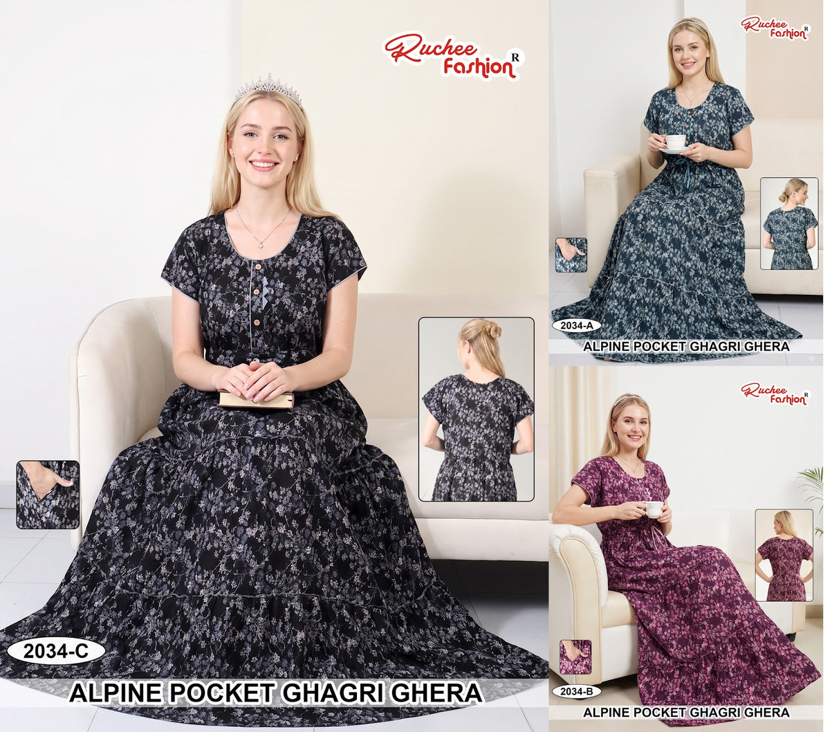 A-Line Ghagri 2909 Ruchee Fashion Alpine Night Gowns Wholesaler
