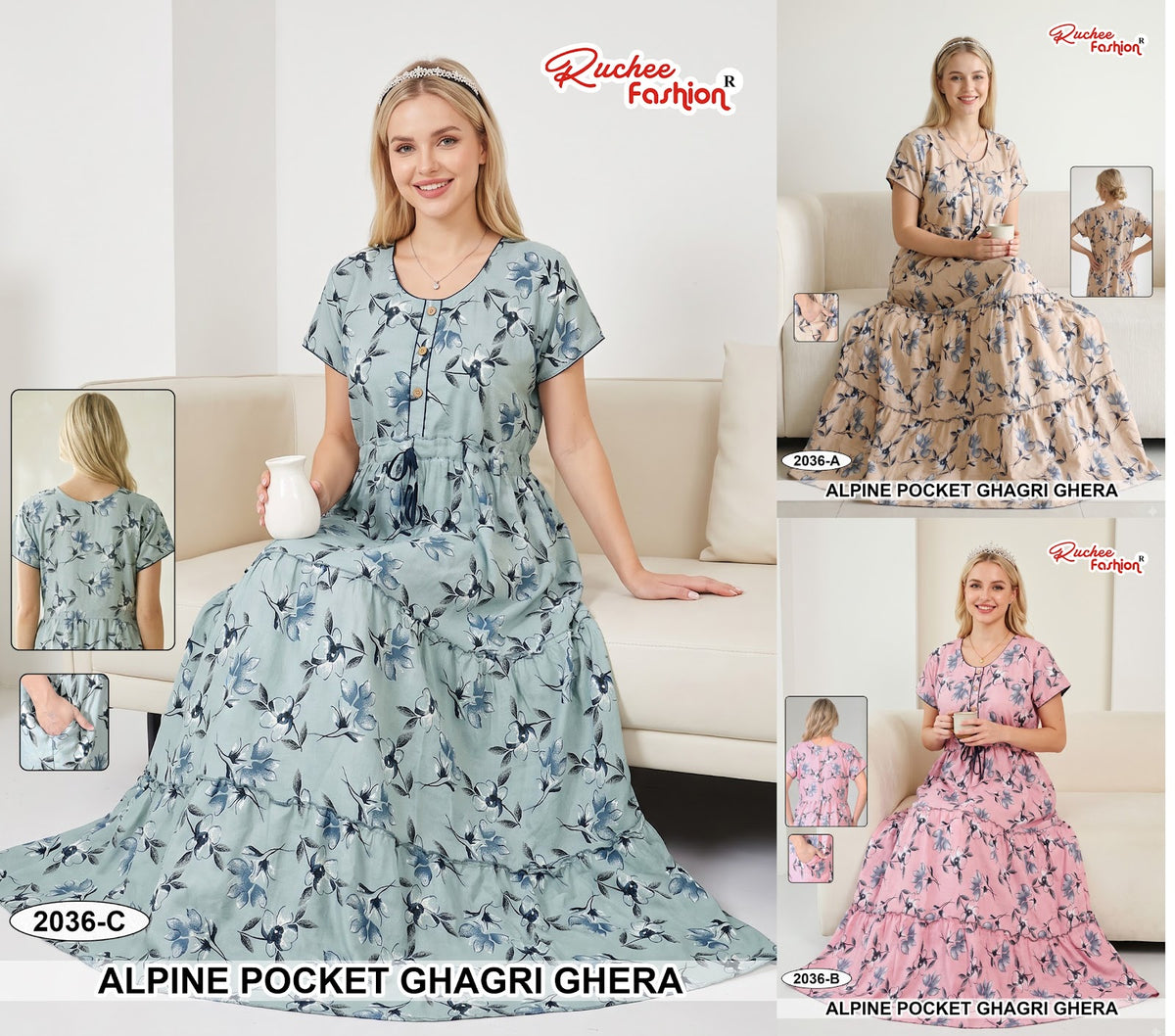 A-Line Ghagri 2909 Ruchee Fashion Alpine Night Gowns Wholesaler
