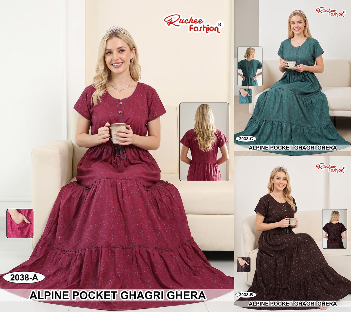 A-Line Ghagri 2909 Ruchee Fashion Alpine Night Gowns Wholesaler