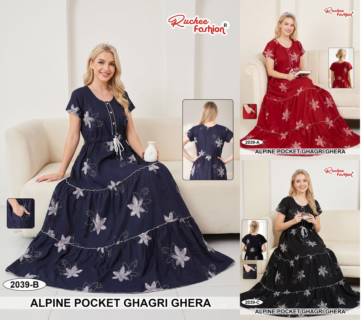 A-Line Ghagri 2909 Ruchee Fashion Alpine Night Gowns Wholesaler
