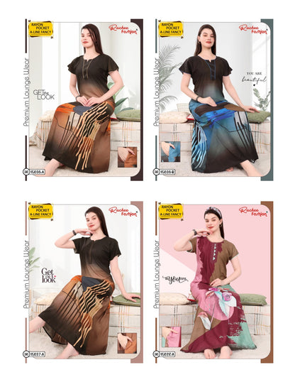 A-Line Print 1112 Ruchee Fashion Rayon Night Gowns Wholesale Price