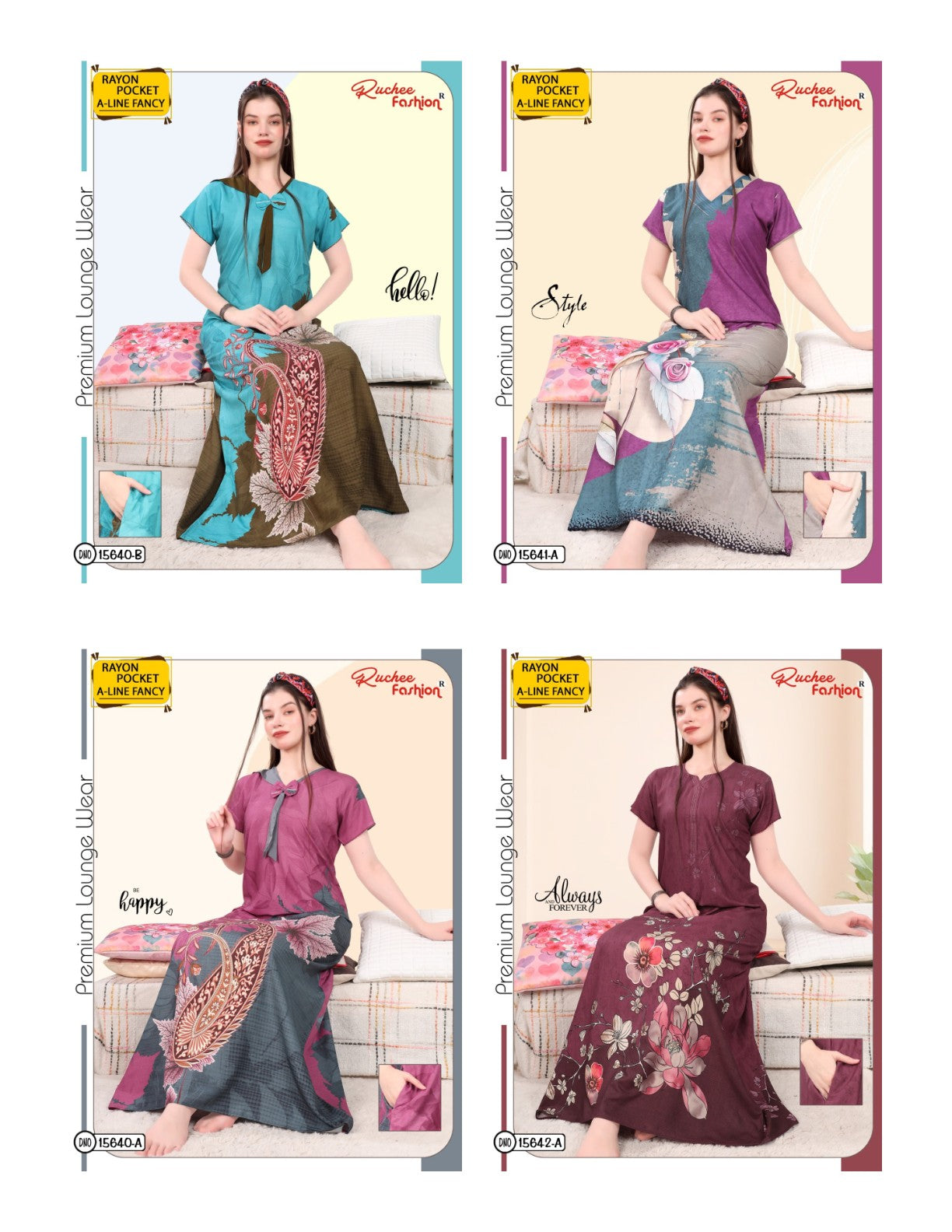 A-Line Print 1112 Ruchee Fashion Rayon Night Gowns Wholesale Price