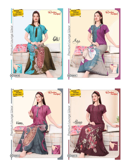 A-Line Print 1112 Ruchee Fashion Rayon Night Gowns Wholesale Price