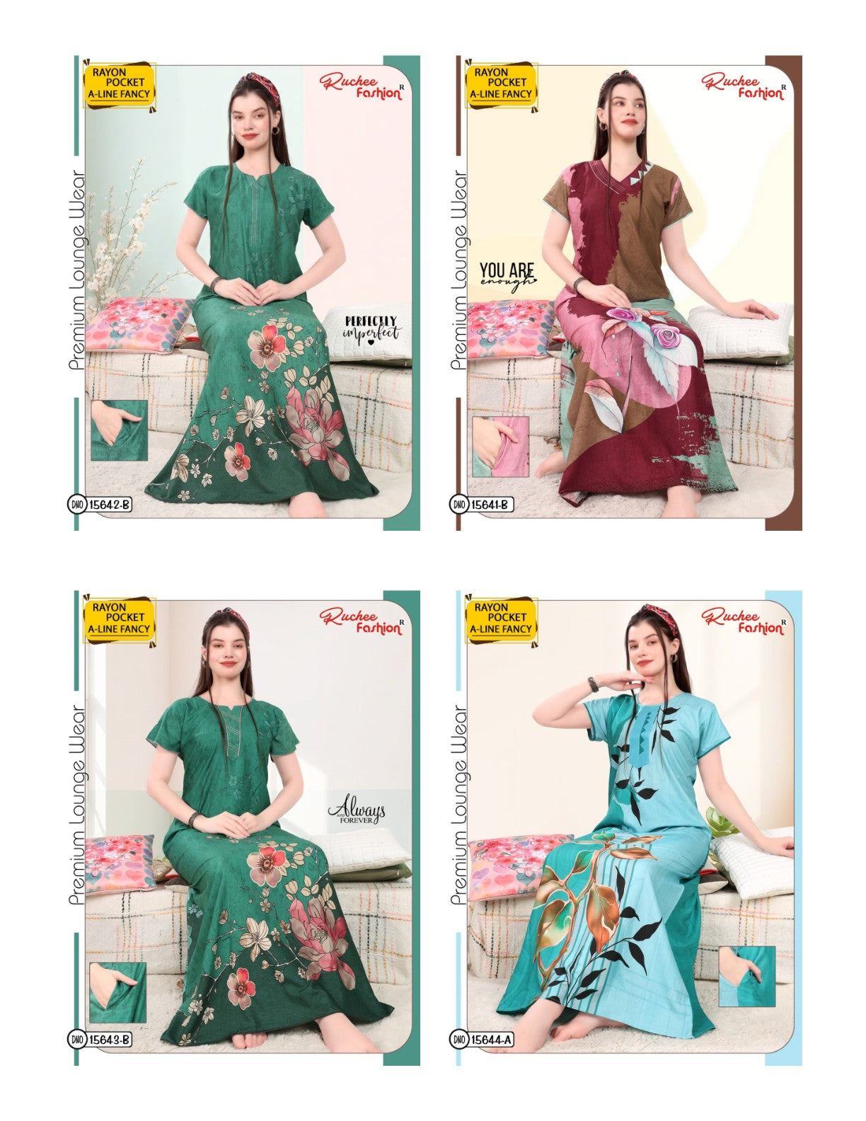 A-Line Print 1112 Ruchee Fashion Rayon Night Gowns Wholesale Price