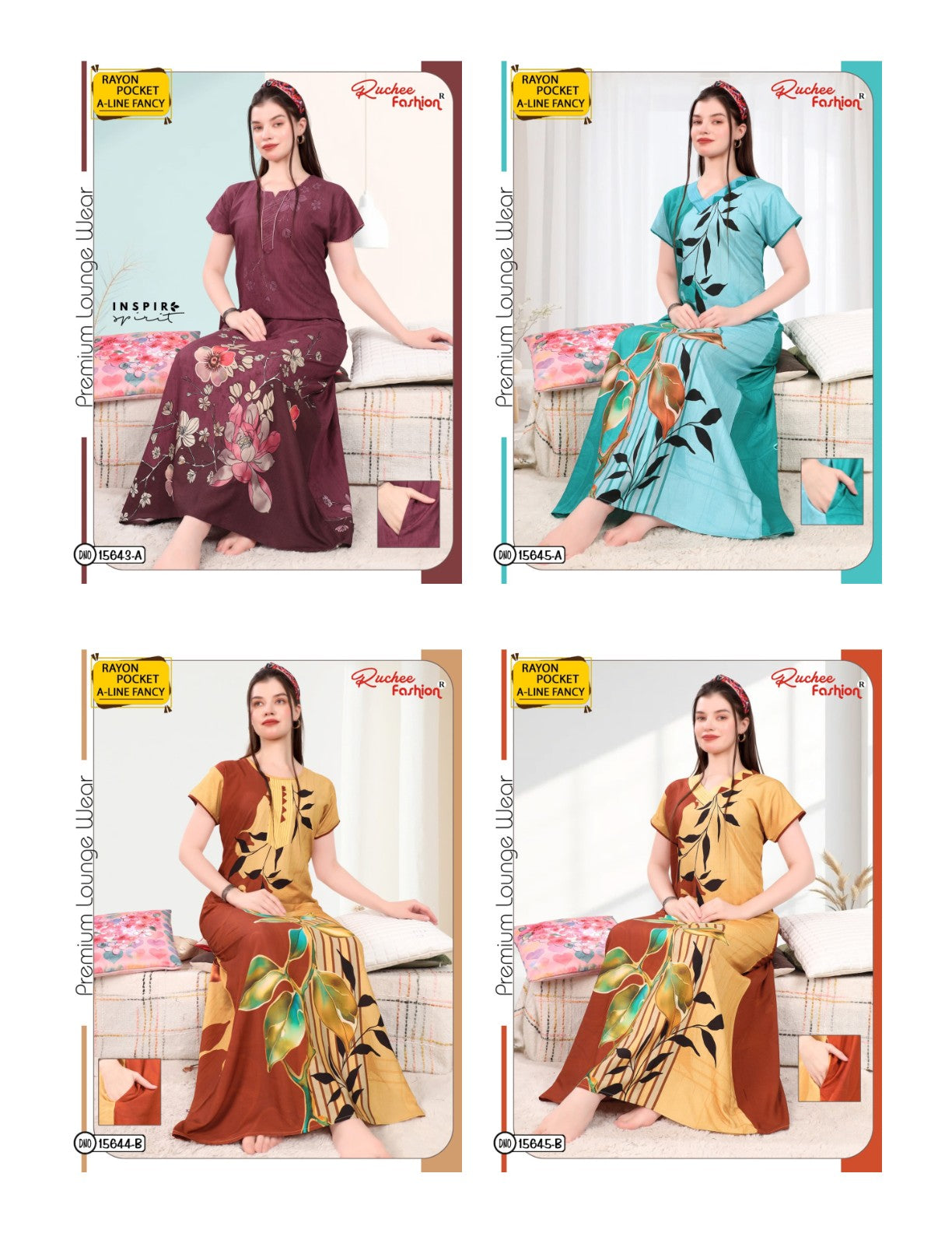 A-Line Print 1112 Ruchee Fashion Rayon Night Gowns Wholesale Price