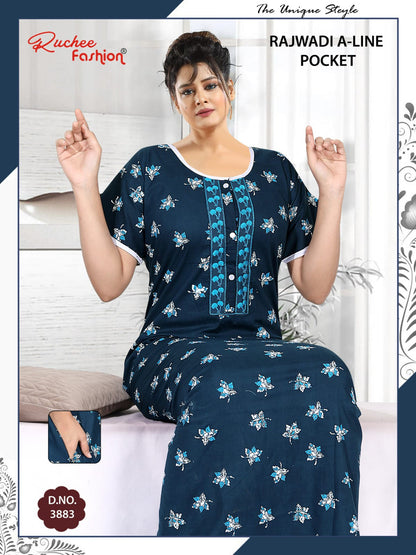 A-Line Rajwadi 1812 Ruchee Fashion Cotton Night Gowns Exporter