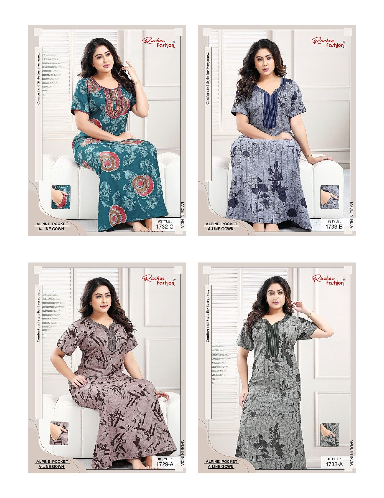 A-Line Ruchee Fashion Alpine Night Gowns Supplier Ahmedabad