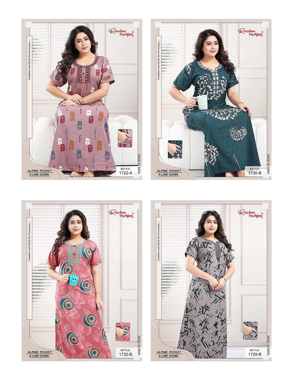 A-Line Ruchee Fashion Alpine Night Gowns Supplier Ahmedabad