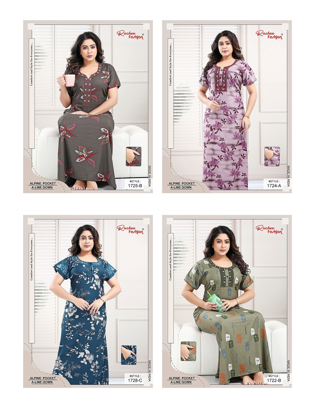 A-Line Ruchee Fashion Alpine Night Gowns Supplier Ahmedabad