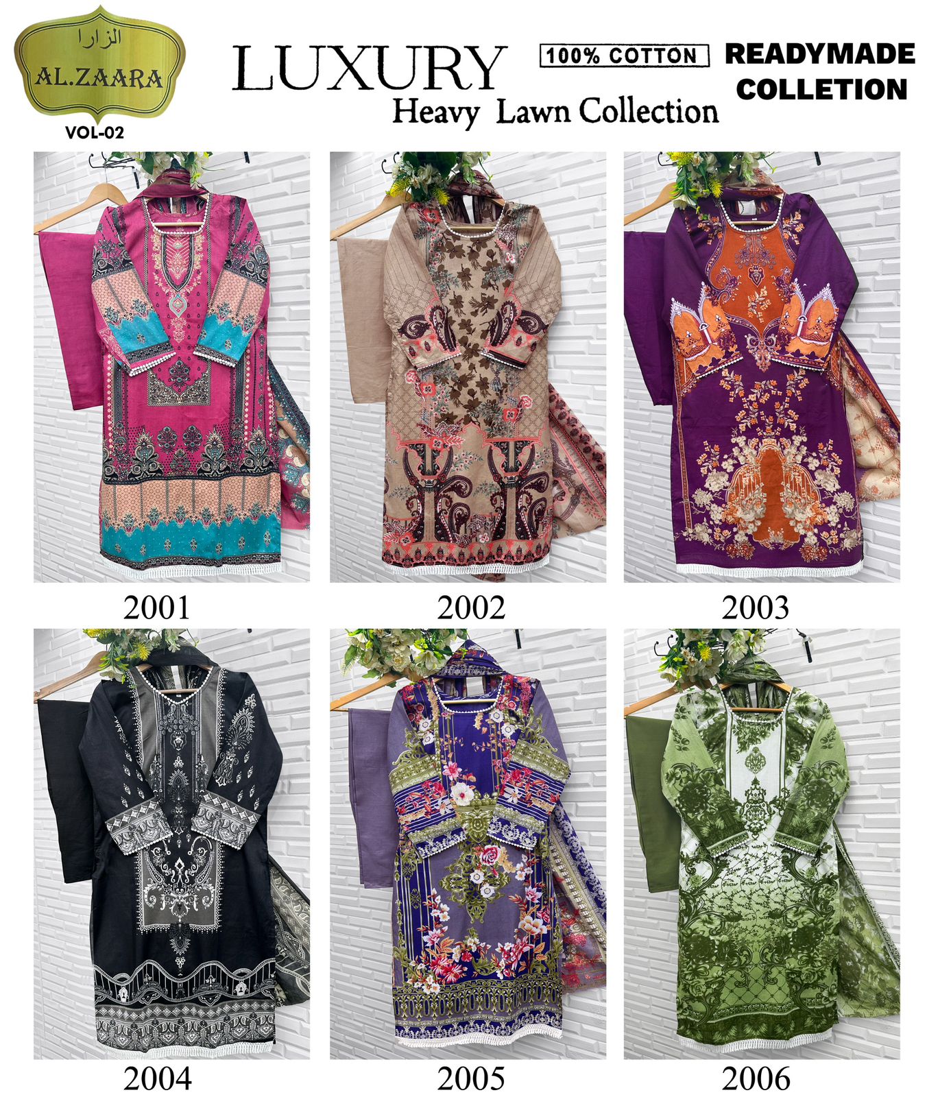 Vol 2 Luxury Heavy Lawn Collection Open Pic Al Zaara Cotton Karachi Readymade Suits Wholesaler India