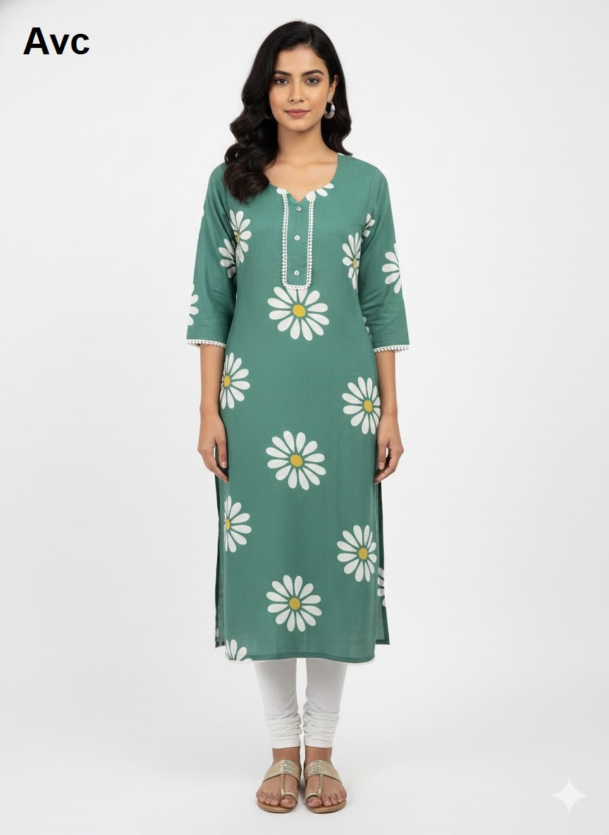 A10 Avc Viscose Reyon Long Straight Kurti Supplier
