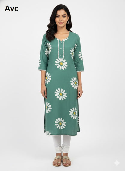 A10 Avc Viscose Reyon Long Straight Kurti Supplier