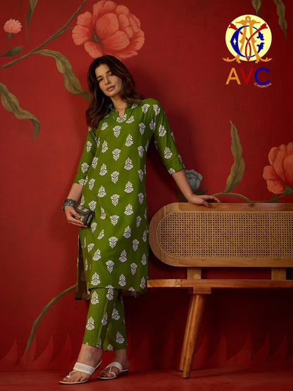 A19 Daily Wear Avc Heavy Rayon Kurti Pant Set Wholesale Rate