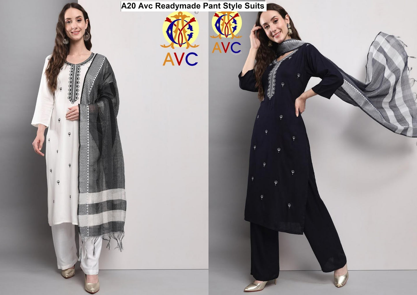 A20 Avc Cotton Slub Readymade Pant Style Suits Exporter Gujarat