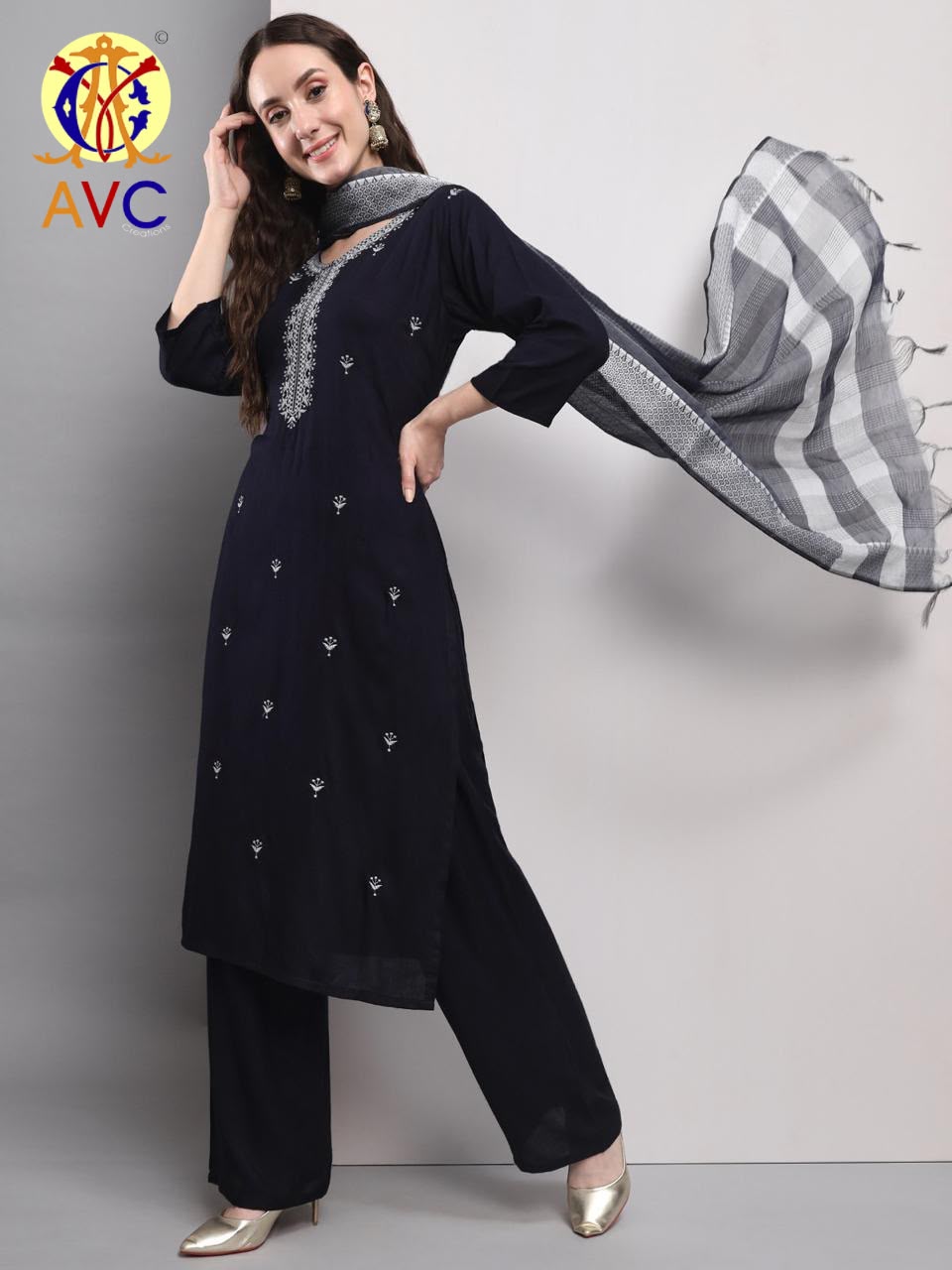 A20 Avc Cotton Slub Readymade Pant Style Suits Exporter Gujarat