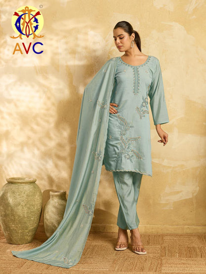 A22 Avc Roman Simmer Readymade Pant Style Suits Wholesaler Gujarat