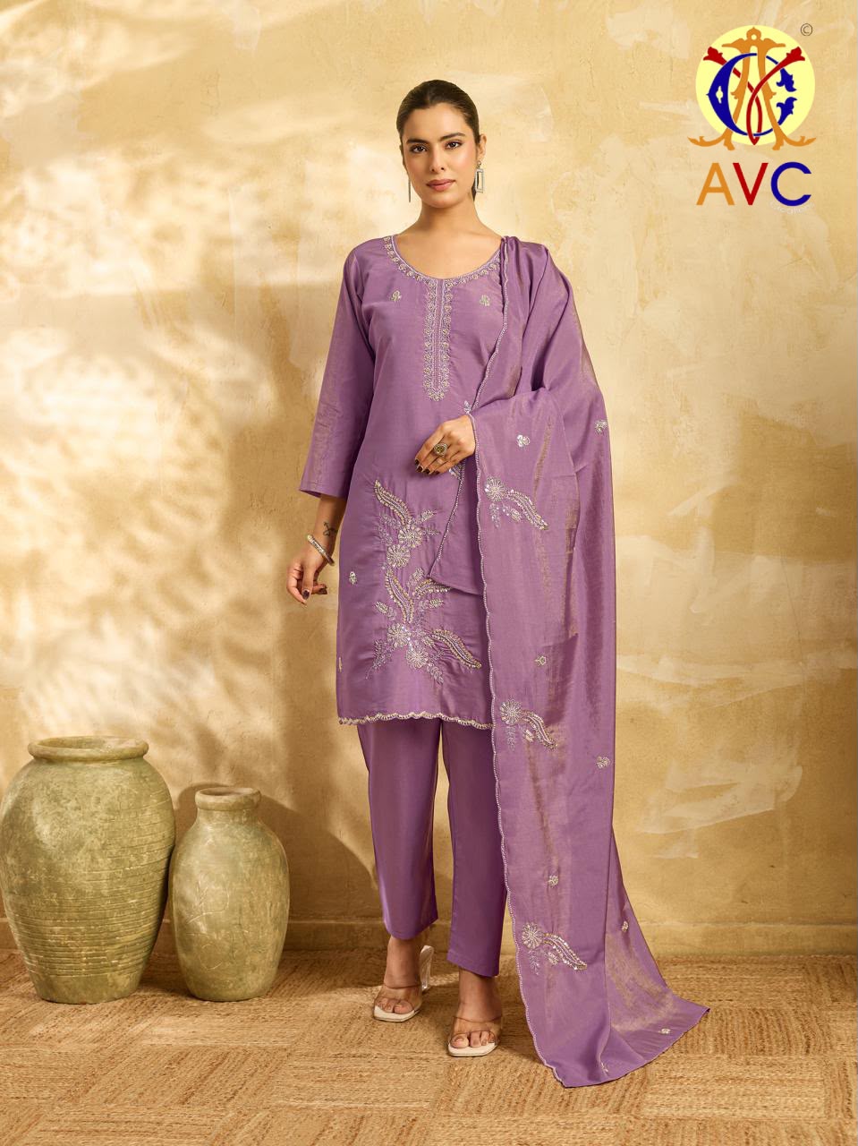 A22 Avc Roman Simmer Readymade Pant Style Suits Wholesaler Gujarat