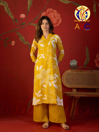 A2 Avc Viscose Rayon Kurti Plazzo Set Supplier Ahmedabad