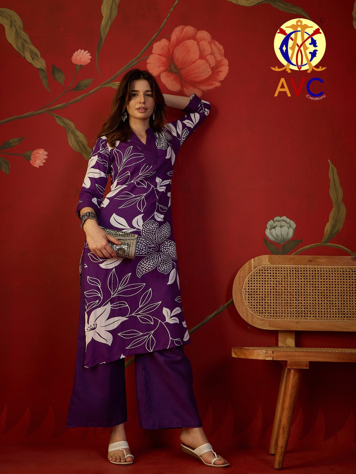 A2 Avc Viscose Rayon Kurti Plazzo Set Supplier Ahmedabad