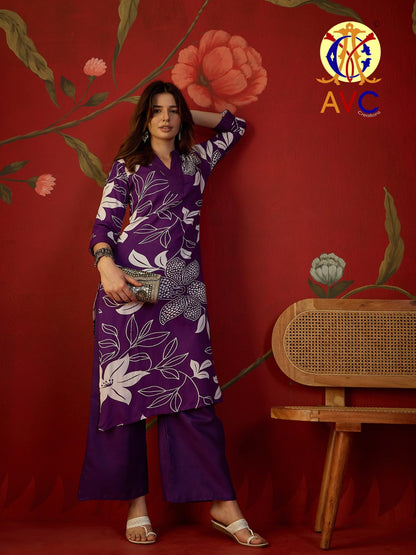 A2 Avc Viscose Rayon Kurti Plazzo Set Supplier Ahmedabad