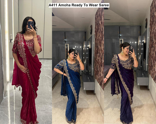 A411 Amoha Fendy Ready To Wear Saree Manufacturer Ahmedabad