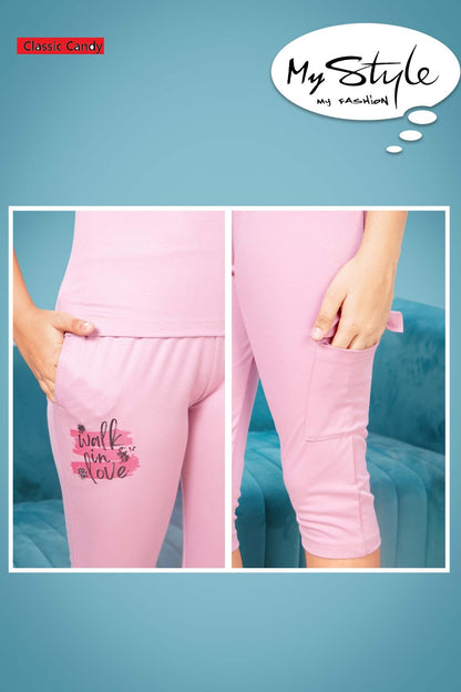 A791 Classic Candy Tencil Lycra Girls Capri Night Suits Manufacturer Gujarat