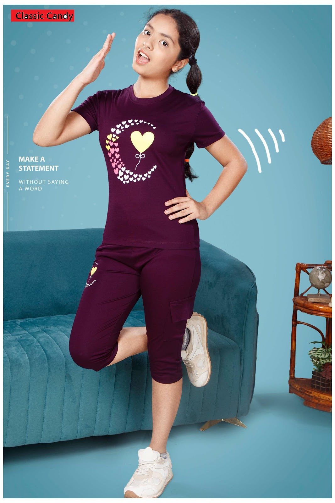 A791 Classic Candy Tencil Lycra Girls Capri Night Suits Manufacturer Gujarat