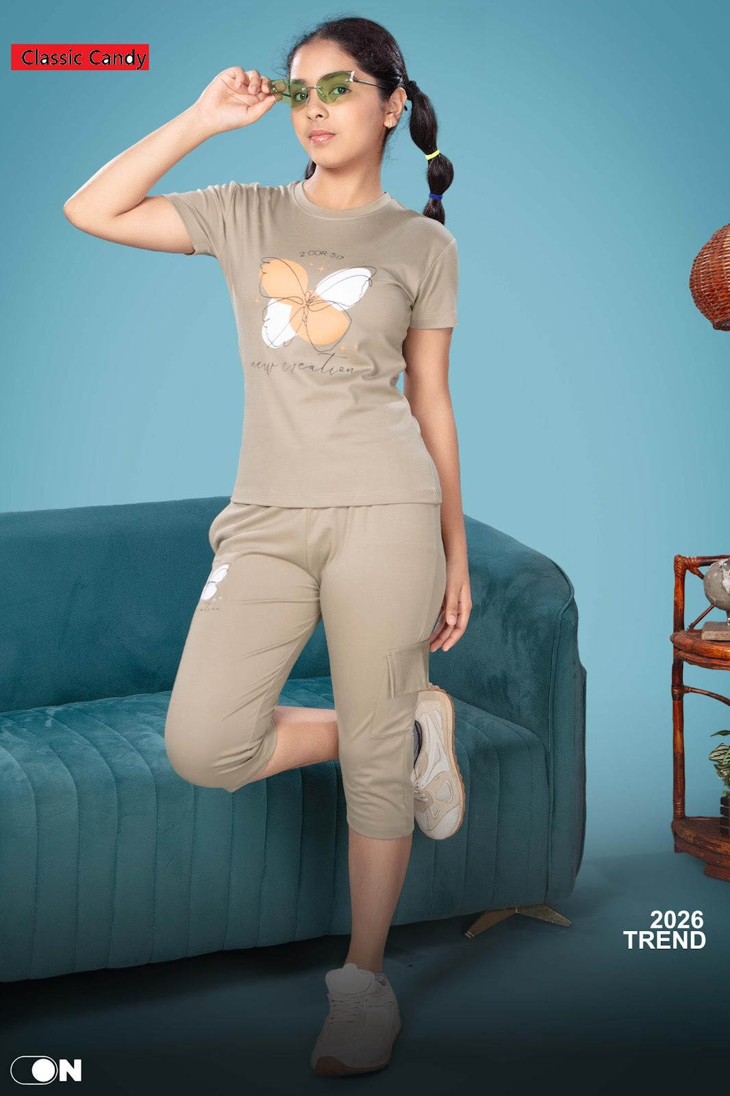 A791 Classic Candy Tencil Lycra Girls Capri Night Suits Manufacturer Gujarat