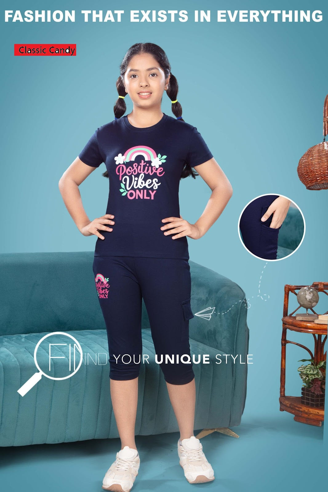 A791 Classic Candy Tencil Lycra Girls Capri Night Suits Manufacturer Gujarat