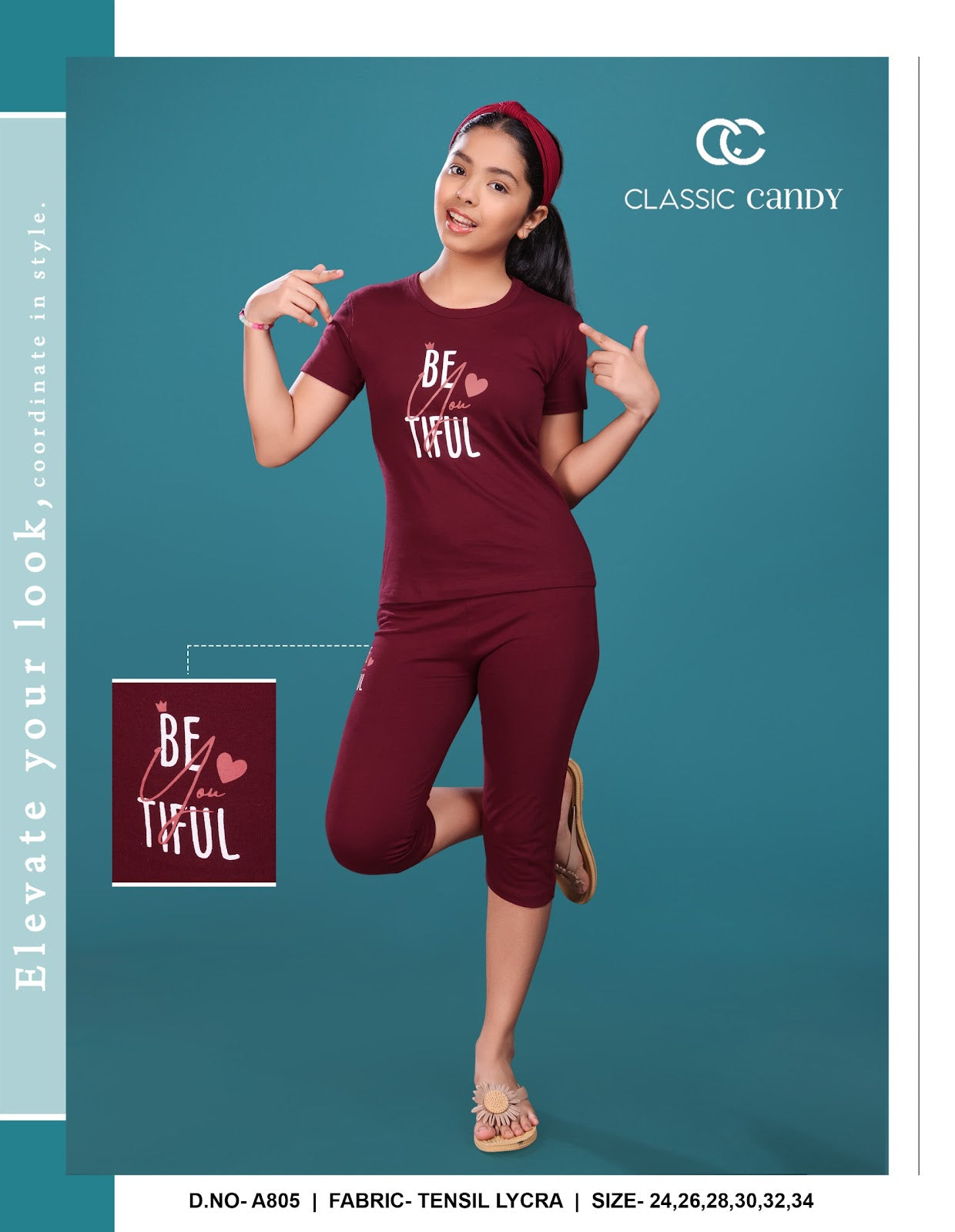 A805 Classic Candy Biowash Girls Capri Night Suits Manufacturer Gujarat