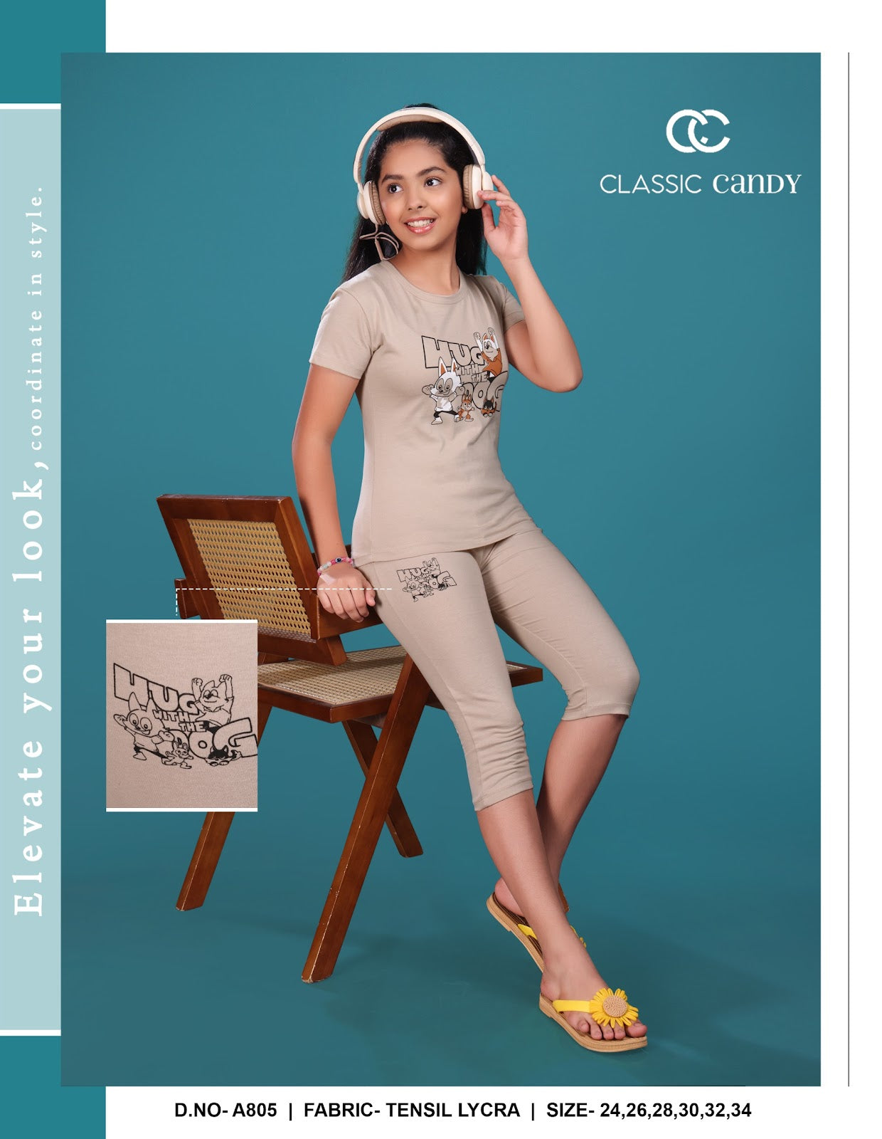 A805 Classic Candy Biowash Girls Capri Night Suits Manufacturer Gujarat