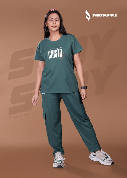 A819 Cargo Sweet Purple Tencil Lycra Pyjama Night Suits Manufacturer India