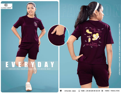 A826 Classic Candy Tencil Lycra Girls Cargo Set Wholesale Rate