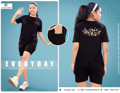 A826 Classic Candy Tencil Lycra Girls Cargo Set Wholesale Rate