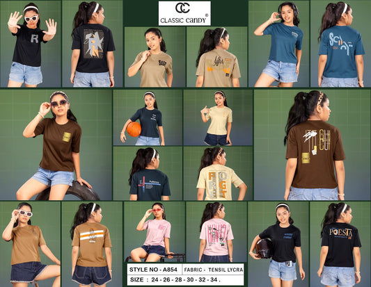 A854 Classic Candy Tencil Lycra Girls Tshirt Exporter Ahmedabad
