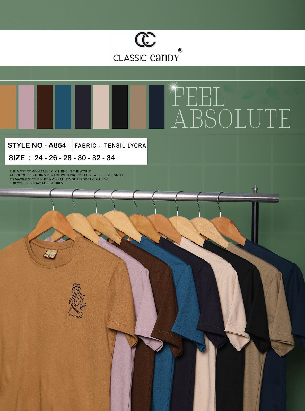 A854 Classic Candy Tencil Lycra Girls Tshirt Exporter Ahmedabad