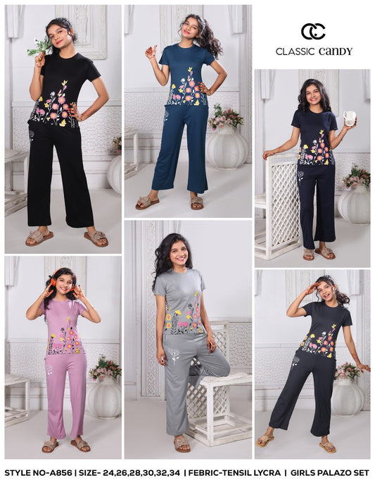 A856 Classic Candy Tencil Lycra Girls Co Ord Set Wholesale