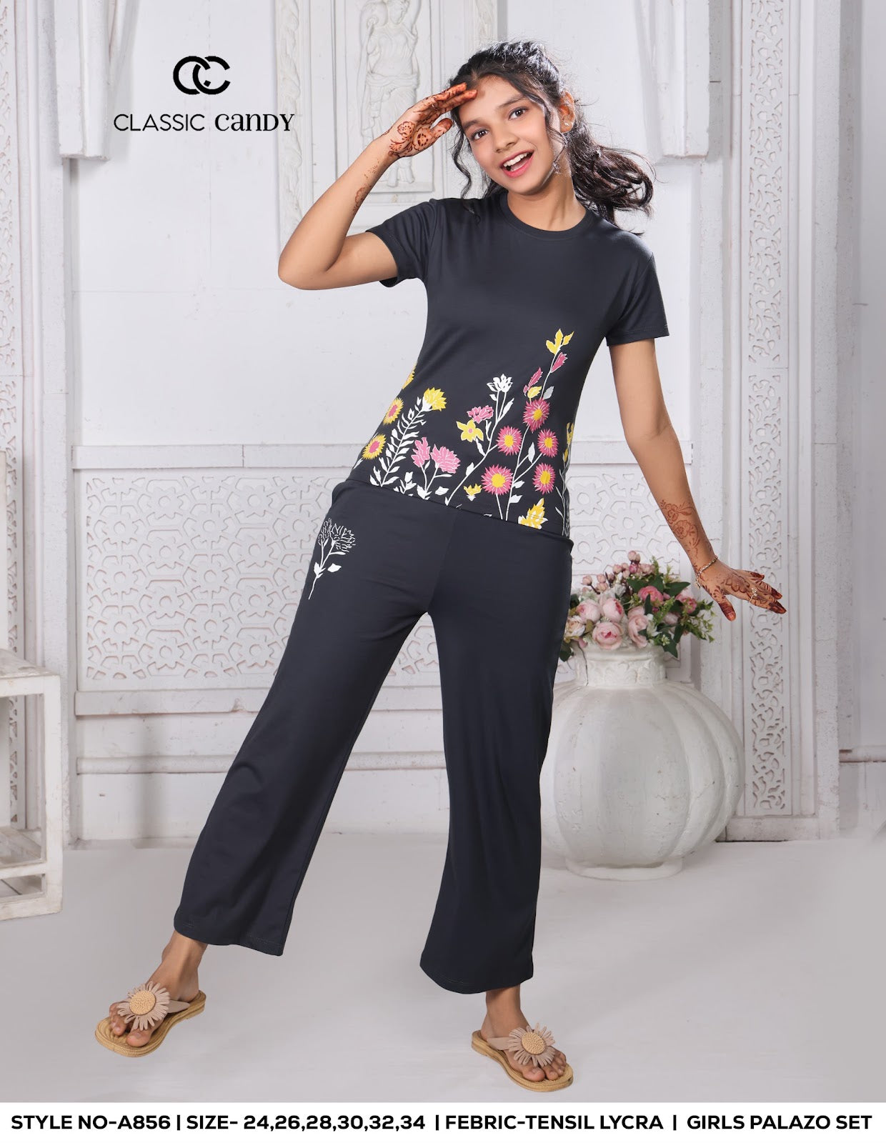 A856 Classic Candy Tencil Lycra Girls Co Ord Set Wholesale