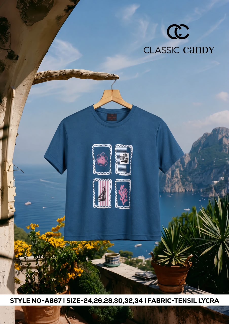 A867 Classic Candy Tencil Lycra Girls Top Supplier Gujarat