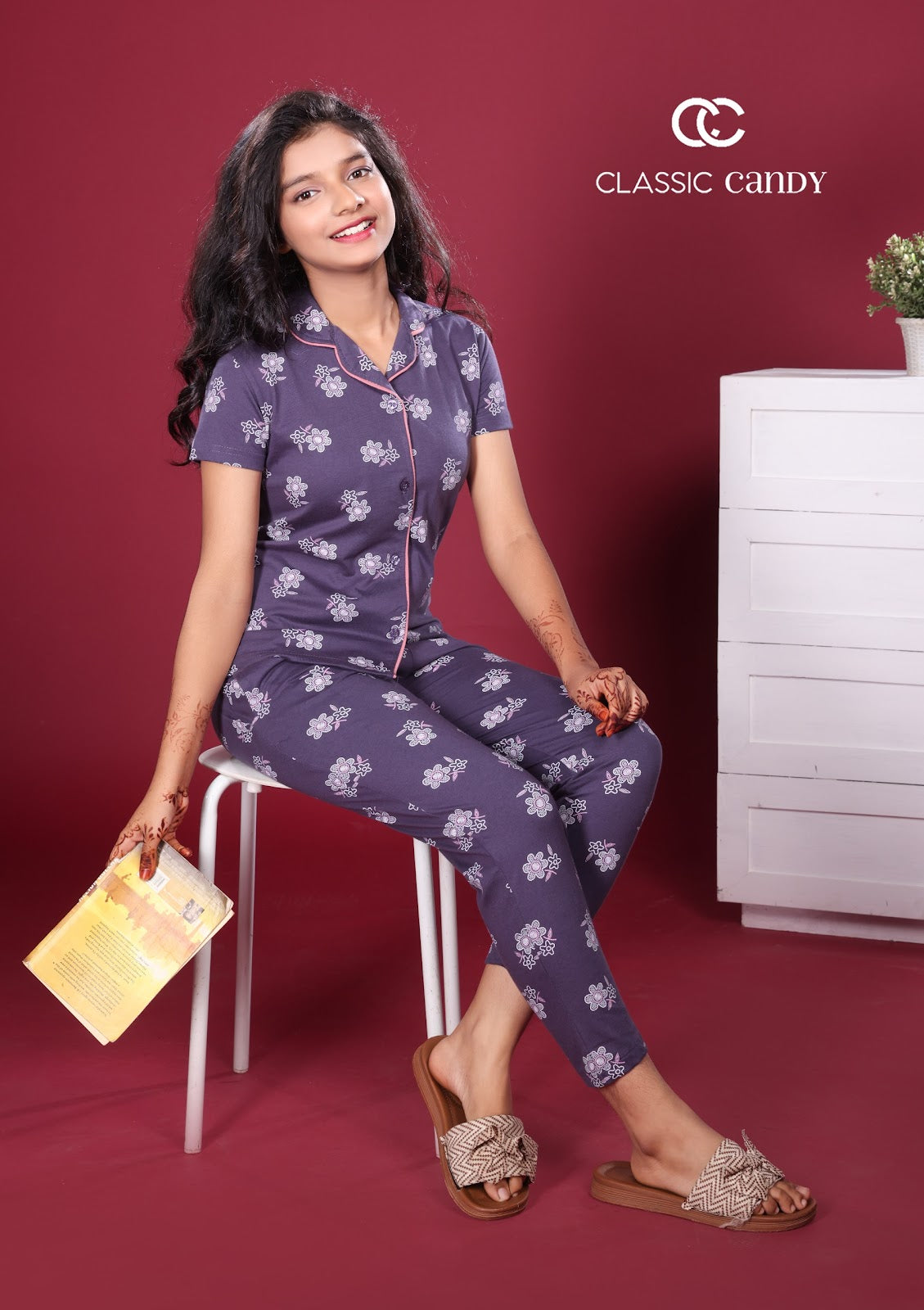 A877 Classic Candy Girls Night Suits Exporter Ahmedabad